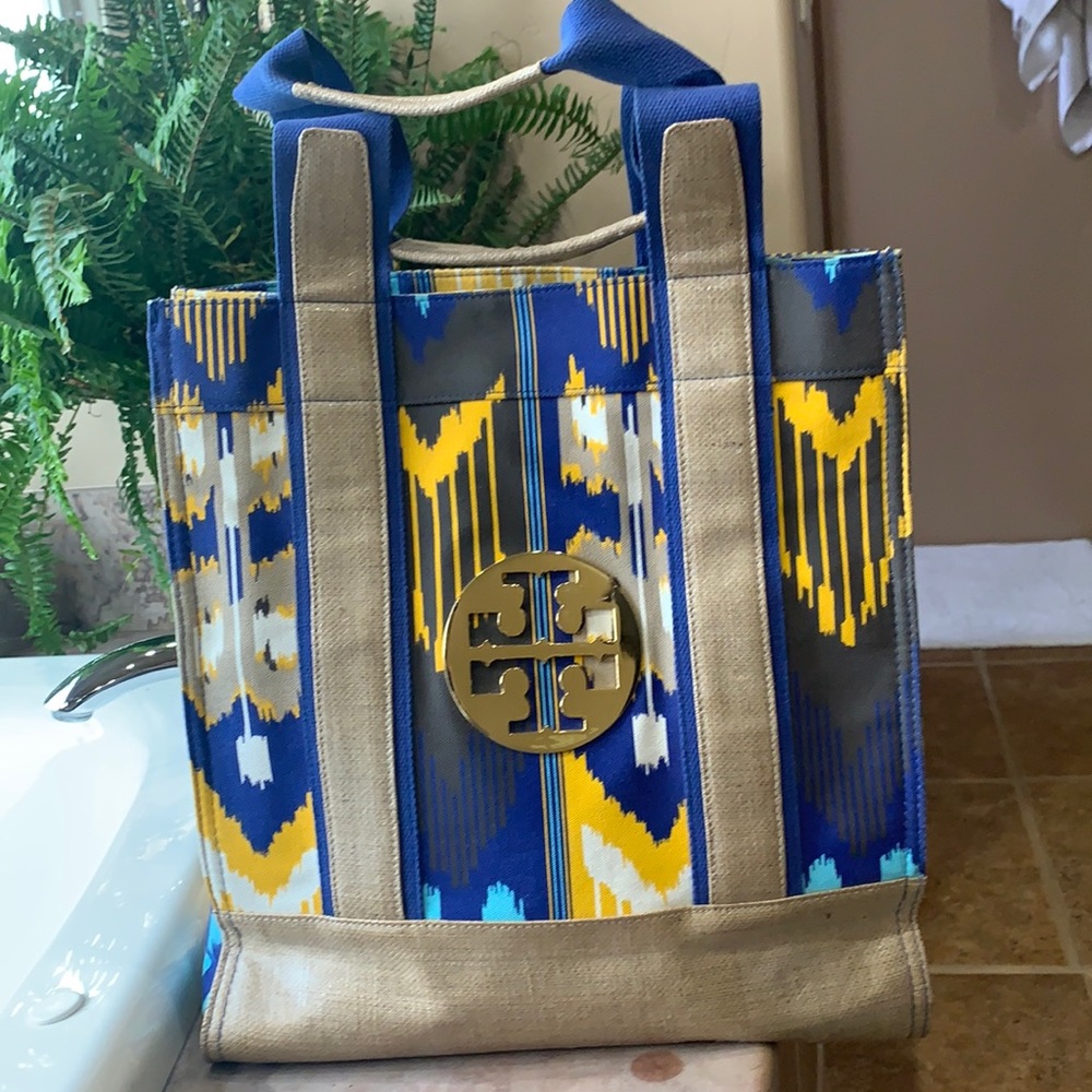 Genuine Tory Burch ikat canvas tote